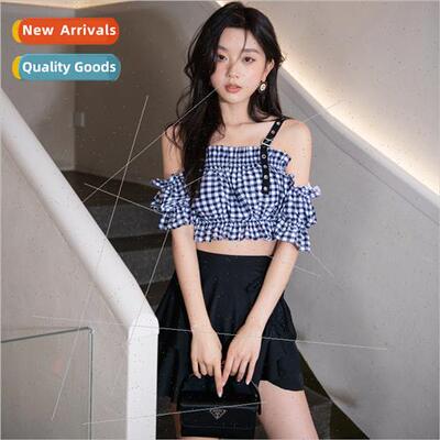 Swimsu womens hot springs Korea ins conservative flat corner