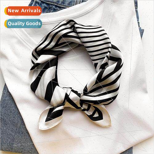 2022 new striped pattern Korea  classic small silk scarf car