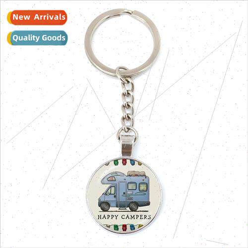 happy camper time gemstone keychain good friend happy campin