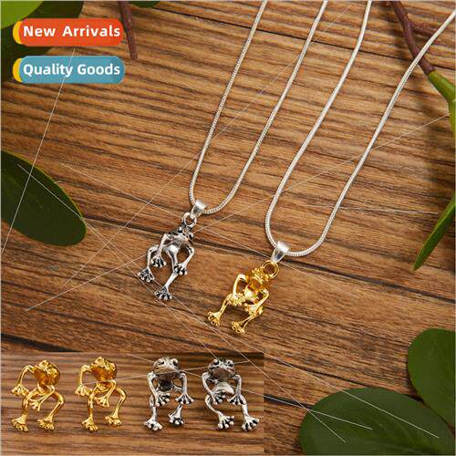 Europe Frog Earrings Necklace Set Vintage Frog Aged Earrings