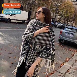 faux cashmere scarf Korea fall check female wint thousbirds