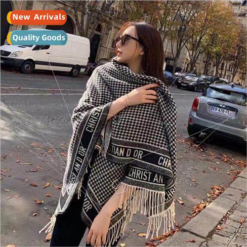 Korea  thousbirds check faux cashmere scarf female fall wint