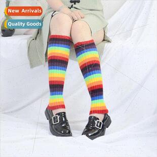 sock covers leggings Rainbow air knted socks condion striped