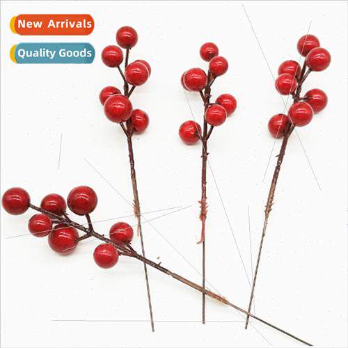 Red fru Christmas decorations 7 head red fru berry plug bran