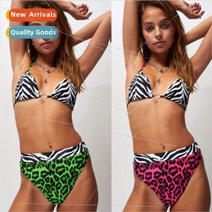 print swimsu patchwork separates i19C365 bikini Leopard