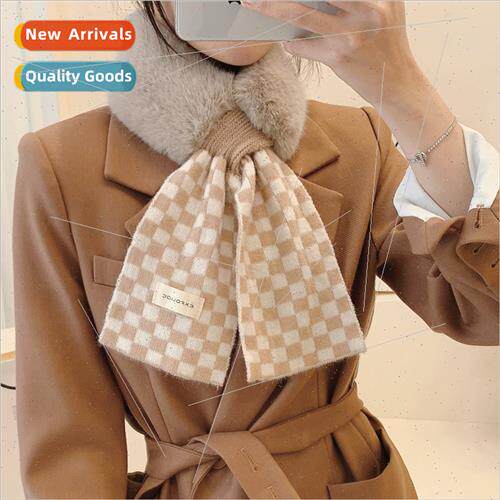 Checkerboard fashion scarf 2022 fall winter new warm cross s