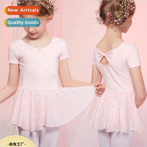 wear childrens female summer short-sleeved girls ballet prac