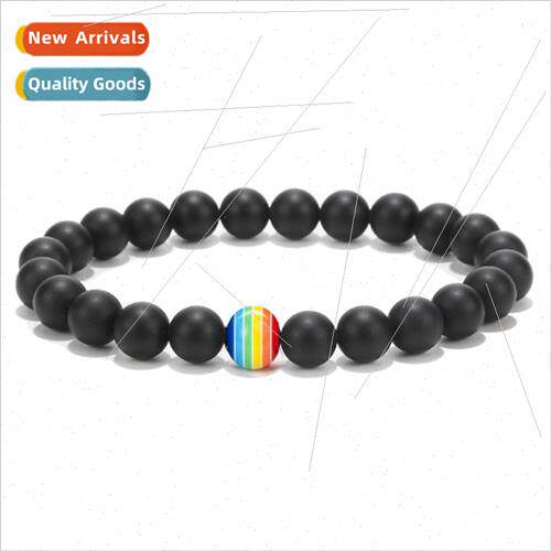 Whe Pine Frosted Stone Colorful Black Frosted Bracelet Brace