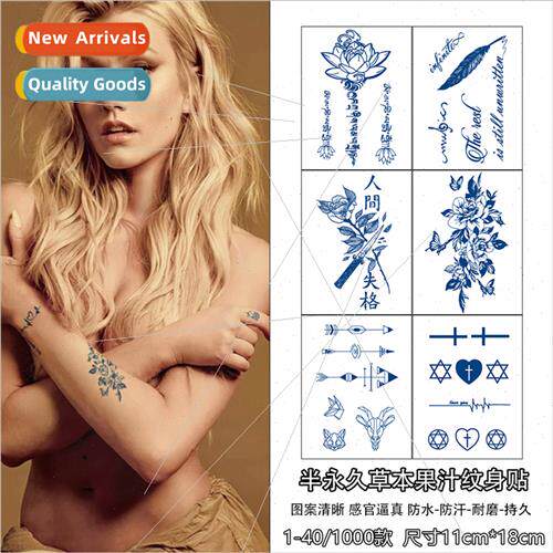 Juice tattoo stickers plant herb semi-permanent tattoo stick