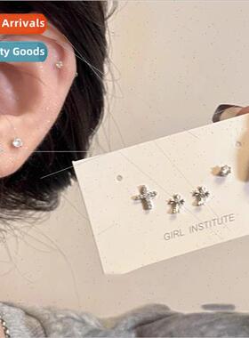 2023 Zirconia Cross Earrings New Earrings Female Small Delic
