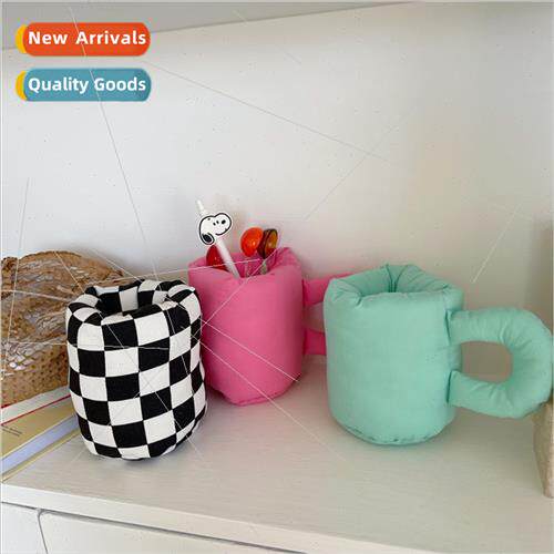 Blogger chubby fabric water cup pen holder ins desktop stora