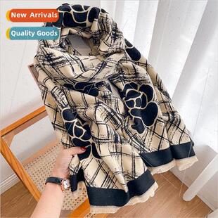 double camellia sided imation scarf Korea cashmere elegant