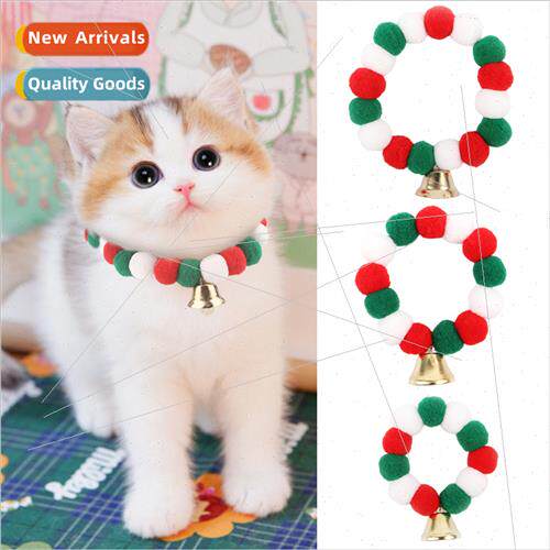 New Pet Colorful Christmas Cat Dog Ball Collar Stchy Pet Chr