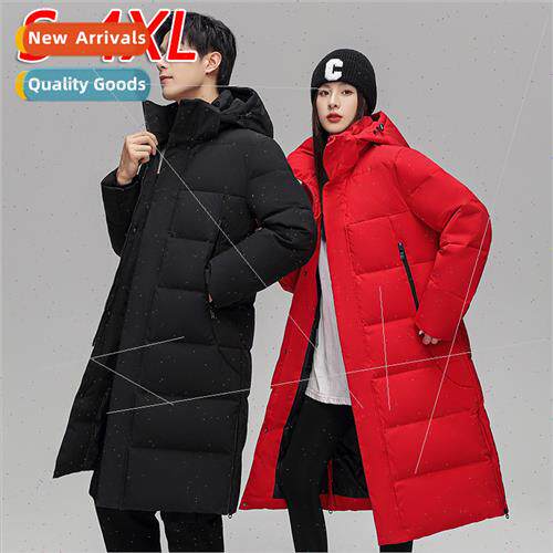 Winter couple down jacket men loose casual medium-length hoo