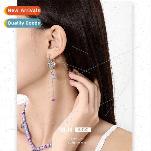 Love asymmetrical earrings female spicy girl hundred wh 925