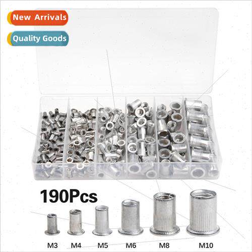 190pcs flat head aluminum rivet striped nut knurled flat hea