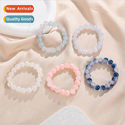 new round colorful cracked ice beads strings children bracel