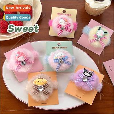 Cute plush cartoon hair bwinter girls leather bhair tie does