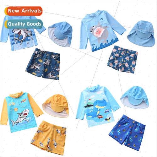 New children swimsu men spl long-sleeved swimsu sun screen s