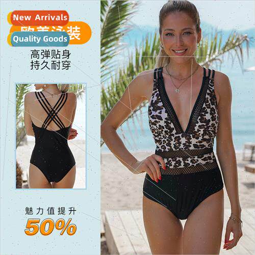 Spa Swimwear Women Summer Europe Swimwear Mesh Leopard Sexy