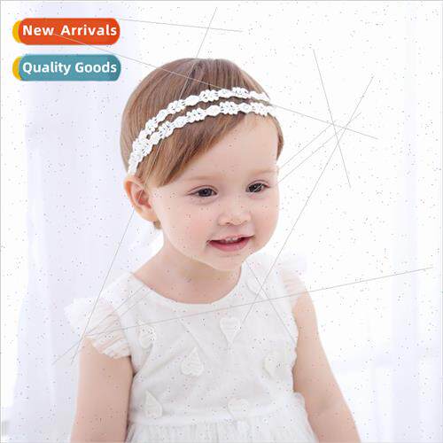 Korea  children pearl drill mesh lace hair bbaby photo decor