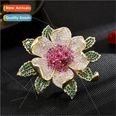zirconium peony anti noble brooch full coat Exquise flower