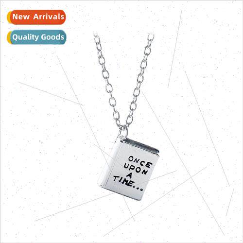 creative square Once upon a time fairy tale book necklace