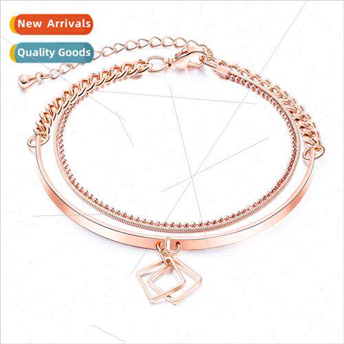 Europe mple Geometric Pendant Double Layers Chain Trend Ladi