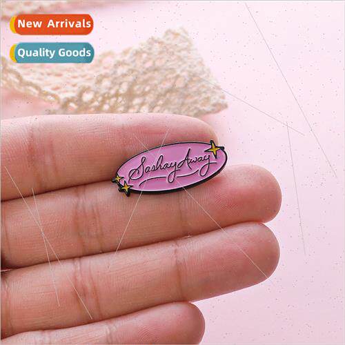 New trinkets cartoon cute pink oval star brooch badge studen