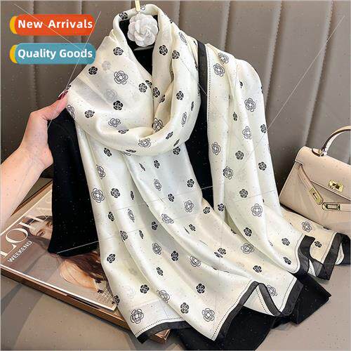 New small tea flower fashion simulation silk scarf female su