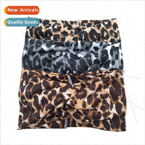 2023 new double wide side elastic cross headbleopard print e