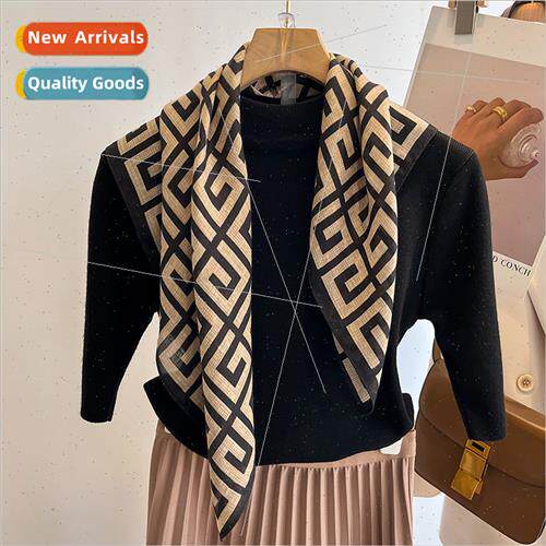 Back to word geometric small square scarf female cotton line