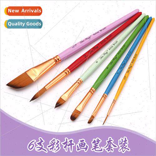 6pcs students art brush set colorful rod body painting brush