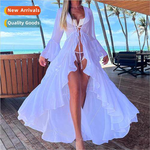 2023 New Europe Beach Bikini Jacket Spun Cover-up Long Women