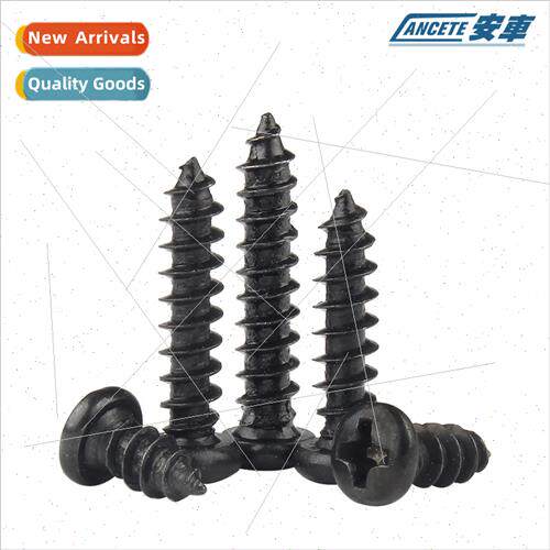 Iron hair black cross round head tapping screws pan head min