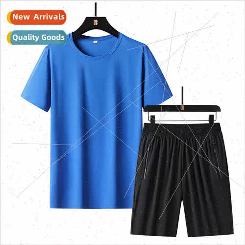 Short-sleeved set ice silk breathable casual sports su men s