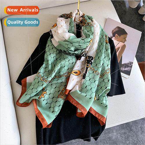 Retro new full cotton linen silk scarf female scarf neck sca