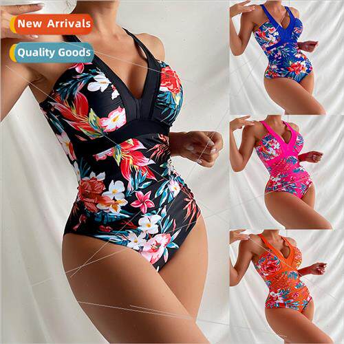 2024 New One-piece Swimsu Women Europe Deep V Sexy Bikini Sw