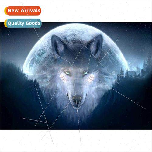 New full moonlight wolf diamond painting living room art lan