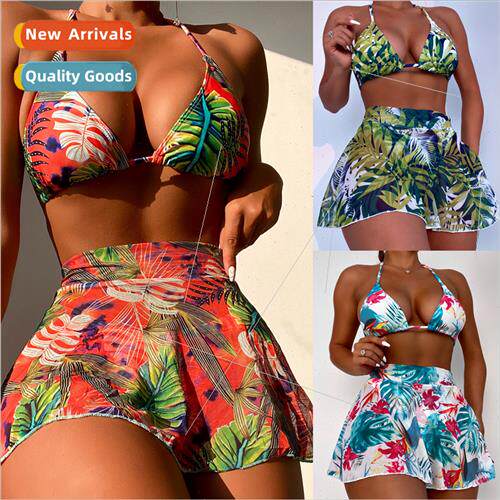 Dahlia Leaf 3-Piece Separate Swimsu Bikini i WS530