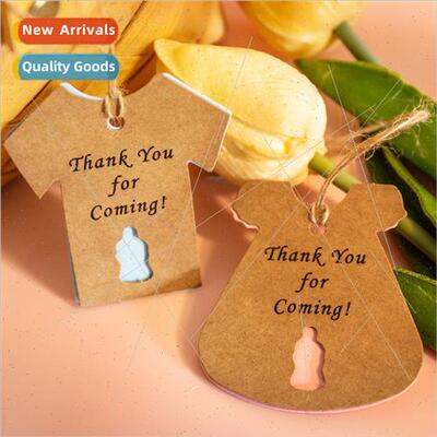 50 Sets Bottle Kraft Hang Tags Pink Skirt Blue T-Shirt Thank