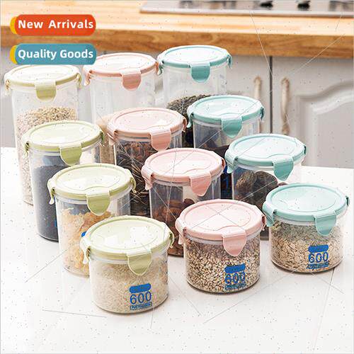 Round transparent plastic storage jars refrigerator sealed i