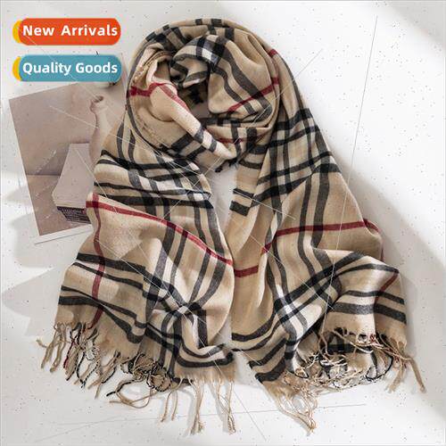 Faux cashmere plaid scarf female UK classic wild 2023 new fa