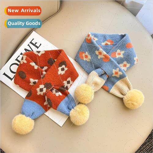 Children scarves fall winter warm baby small flowers cross s