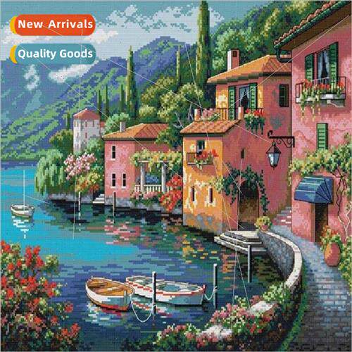 Cross Stch New DIY Seaside Town Full Stch Handmade Thread Em