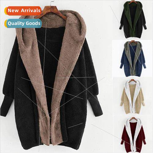 2022 Plush New Women Colorblocking Double ded Velvet Hooded