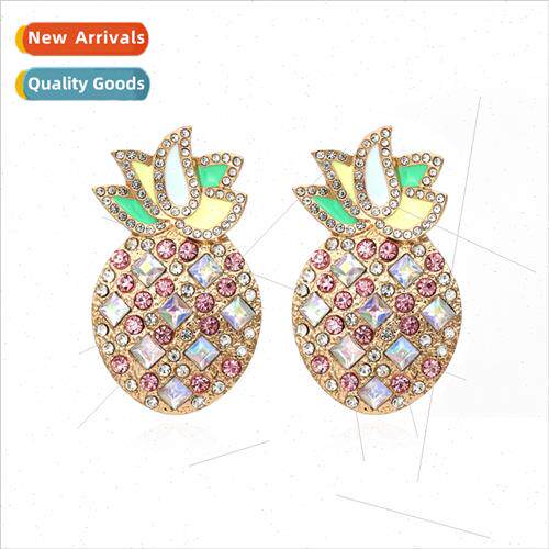 Creative alloy diamond fru earrings retro fashion colorful r