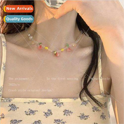 Tulip Flower Pendant Necklace Women Summer Hundred Chain Col