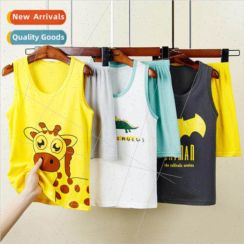 Summer boys baby undershirt set small children cotton sleeve