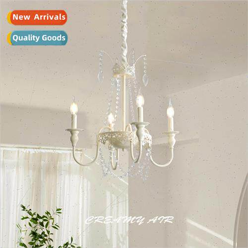 French retro warm romantic crystal candle chandelier living